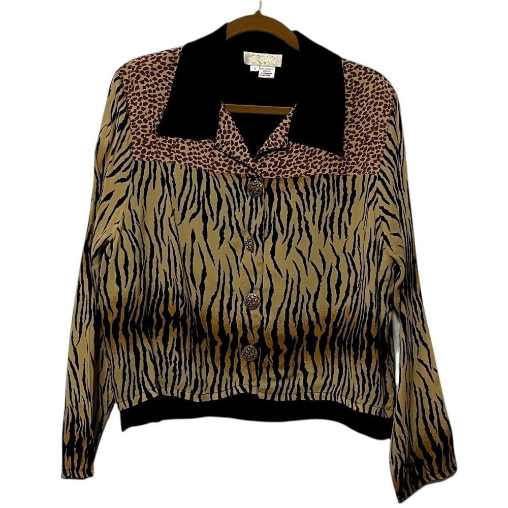 CACHE Vintage Animal Print Lightweight Jacket L